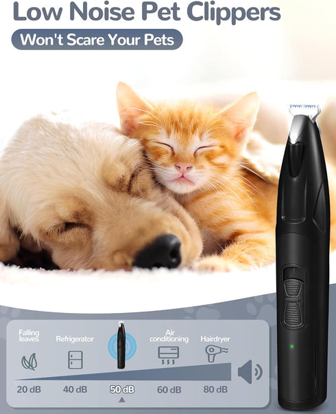 Dog Clippers for Grooming, 2 Speed Dog Paw Trimmer with LED Light, Rechargeable Low Noise Pet Shaver for Trimming Dogs Cats Hair Around Paws, Eyes...