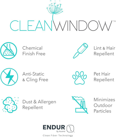 Clean Window Twill Stripe Anti-Dust Allergy/Pet Friendly Anti-Dust Sheer Curtain Panel, 52" x 63, White/Linen...