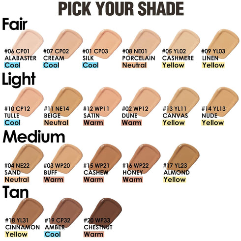 FOCALLURE PerfectBase Lasting Poreless Liquid Foundation, Medium to Full Coverage with Matte Finish, Covers Blemishes & Under-Eye Circles for All ...