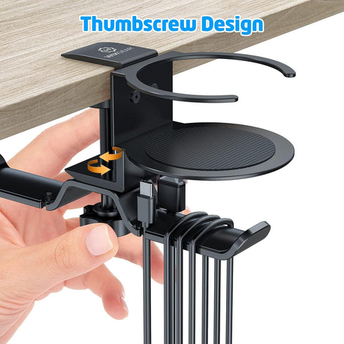 WixGear Headphone Stand, 2 in 1 PC Gaming Headset Stand Cup Holder, with Cable Organizer, 360° Adjustable & Rotating Arm Clamp Headphone Holder, S...