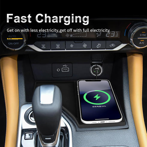 for Nissan Sylphy/Sentra 2020 2021 2022 2023 Wireless Phone Charging Pad Silicone Material Dual Charging Ports Charger Station 15W Adapter for Sma...