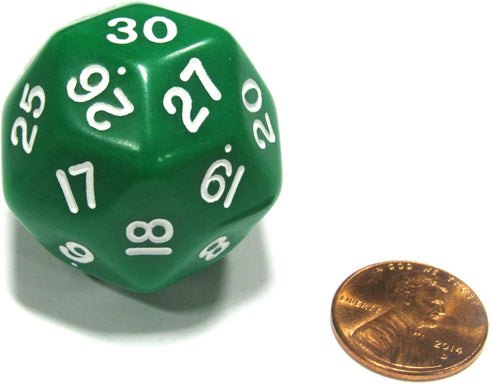 Koplow Games Triantakohedron D30 30 Sided 33mm Jumbo RPG Gaming Dice - Green w White Number...