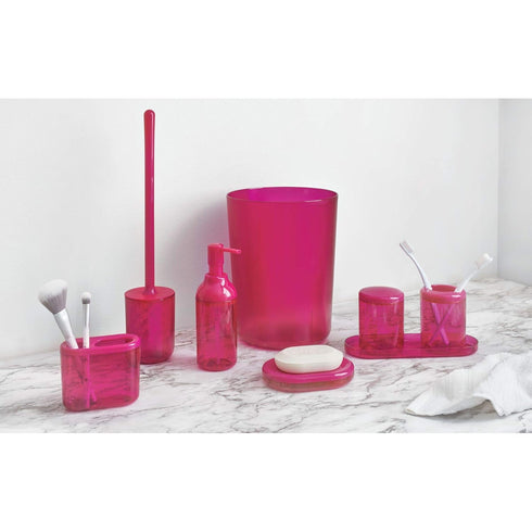 iDesign Round Plastic Trash Can for Bath, Bedroom, Office The Finn Collection –, 7.64" x 10", Magenta...