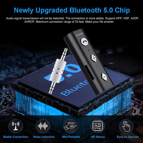 Bluetooth Aux Receiver, Mini Bluetooth 5.1 Car Adapter Portable Wireless 3.5mm Jack Audio Receiver for Car, Headphones, Home Stereo Music System, ...