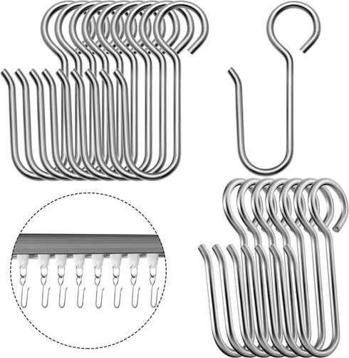 120 Pieces Curtain Track Hooks Metal Drapes Curtain Wire Hooks Stainless Steel Small S Hangers for Ceiling Track...