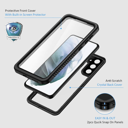 Lanhiem for Samsung Galaxy S21+ Plus Case, IP68 Waterproof Dustproof, Built-in Screen Protector, Rugged Full Body Shockproof Protective Phone Cove...
