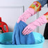 Bamllum 3 Pairs Rubber Cleaning Gloves, Household Kitchen Dishwashing Gloves with Cotton Flocked Liner, Long Cuff 16 Inches, Reusable, Non-Slip (S...