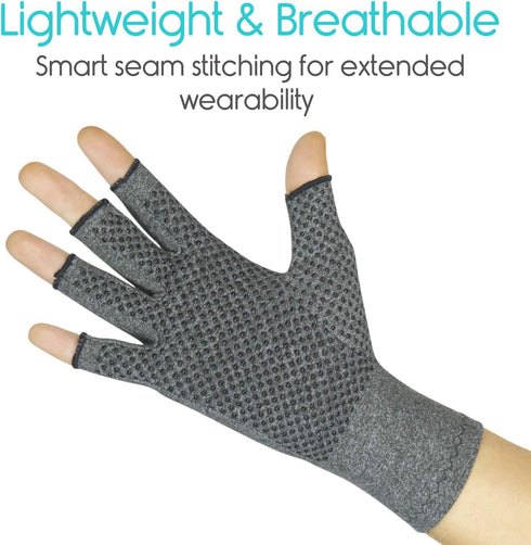 Vive Arthritis Gloves with Grips - Men & Women Textured Fingerless Compression - Open Finger Hand Gloves for Rheumatoid and Osteoarthritis - Arthr...