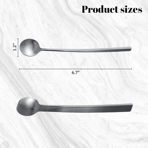 HANSGO 5PCS Stirring Spoons, Silver Tea Spoons 6.7" Long Handle Coffee Spoons Stainless Steel Coffee Stirrers for Cocktail Stirring Iced Tea Coffe...