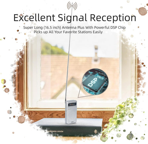 PRUNUS J-166 Portable Radio AM FM, Battery Operated Radio with Tuning Light, Back Clip, Excellent Reception for Indoor & Outdoor & Emergency Radio...