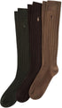 POLO RALPH LAUREN Mens Mercerized Cotton Ribbed Dress OTC Socks 3 Pair Pack Reinforced Cotton Comfort...
