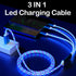 3 in 1 Led Charging Cable 66W Flowing LED Light Up Phone Charge Cable Light up Charger Fast Charing Cord Durable TPE Fast Charging Cord for Most C...