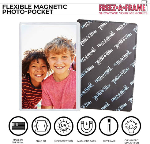Clear Magnetic Picture Frames for Refrigerator School Locker, or Any Magnetic Surface 16 Pack Holds (2) 5 x 7 (4) 4 x 6 (10) 2.5 x 3.5 Exclusive P...