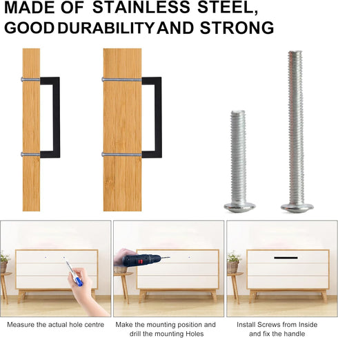 Cabinet Pulls Matte Black Cabinet Handles Square Drawer Pulls, 5 Pack 3-3/4 Inch Stainless Steel Kitchen Door Cupboard Cabinet Handles, Drawer Har...