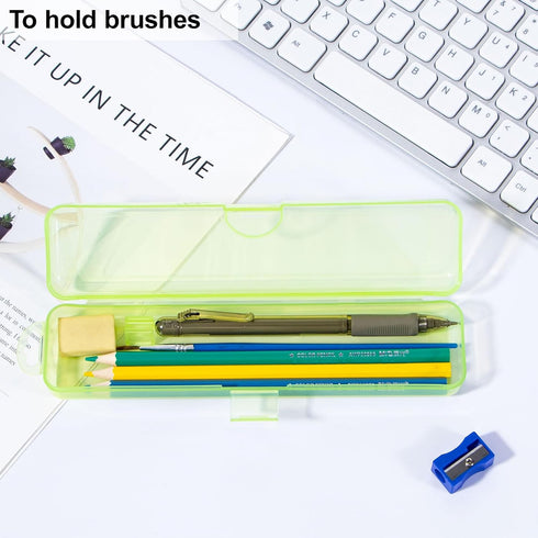 Toothbrush Case 2 Packs, Transparent Green Toothbrush Travel Case, Plastic Toothbrush Holder Travel Size, 7.87 x 1.85 x 1.18 inches Portable Tooth...