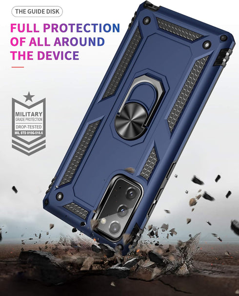 for Samsung Galaxy Note 20 Case, Note20 5G Case with HD Screen Protectors, Androgate Military-Grade Metal Ring Holder Kickstand 15ft Drop Tested S...