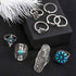 ELABEST Boho Western Ring Set Turquoise Cactus Arrow Joint Knuckle Finger Rings Sets for Women...