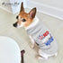 Parisian Pet Dog T-Shirt - Embroidered Red White and Woof 100% Cotton, Breathable Dog Clothes - Grey Sleeveless Pet Vest - Machine Washable Dog Sh...