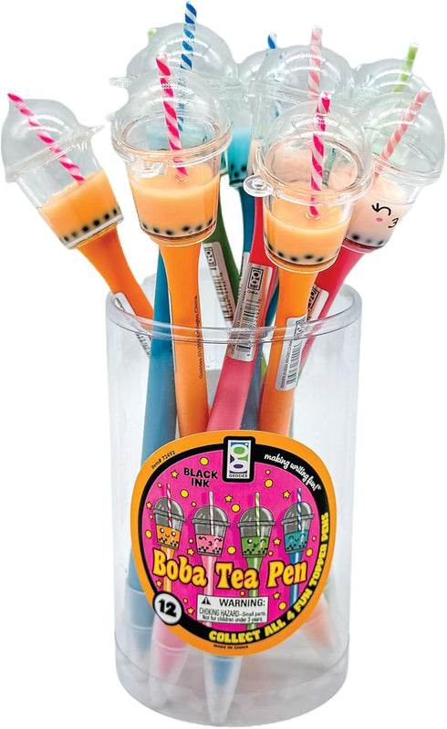 Raymond Geddes Boba Tea Pens for Kids (Pack of 12) - Adorable Boba Pen Characters with Black Ink - Fun School Supplies...