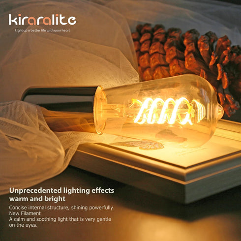 ST19(ST58) 6W LED Edison Bulb, Vintage Softy White 2700K, Antique Flexible Spiral LED Filament Light Bulb, Non-Dimmable, 600LM, 6W Equivalent to 6...