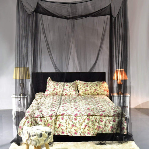 Goplus Mosquito Net, 4 Corner Post Bed Canopy, Quick and Easy Installation for King Size Beds Large Queen Size Bed Curtain (Black)...