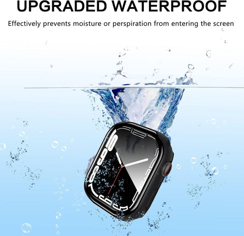 YMHML Waterproof Case Compatible for Apple Watch Series 8/7 45mm with Tempered Glass Screen Protector, Hard PC Full Touch Sensitive Protective Cov...