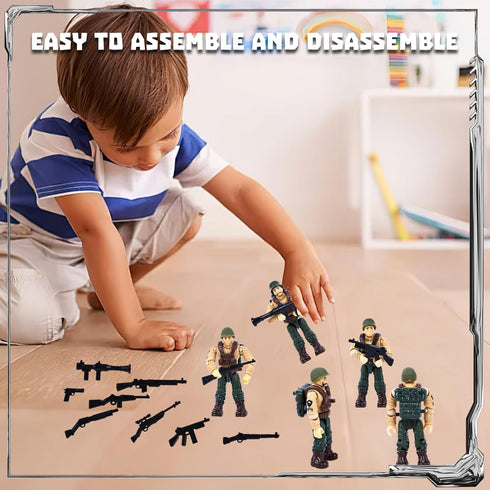 3 otters 6PCS Military Action Figures, Mini WWII Soldiers Army Model Building Block Toys with Military Weapons Accessories for Kids Party Favors G...
