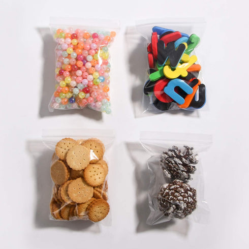 200Pcs Small Zip Plastic Bags, 3.5 x 5 Inches Resealable Self Sealing Zipper Clear Plastic Bags for Jewelry, Cookie, Candy, Birthday Party Self Se...