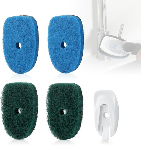 LANMU Upgraded Sponges Refills Compatible with OXO Good Grips Soap Dispensing Dish Brush (4 Scrub Refills and 1 Reusable Plastic Construction)...