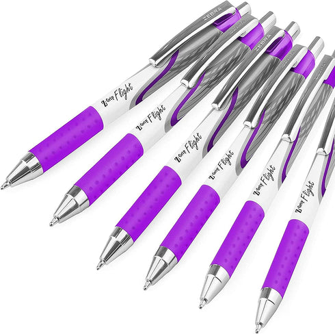 Zebra Classic Z-Grip Flight Ballpoint Pens - 1.2mm - Purple - Pack of 6...