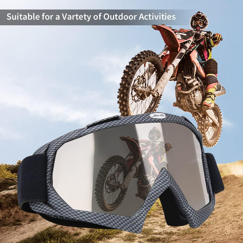 JAMIEWIN Professtional Adult Motorcycle Motocross Dirt Bike ATV Goggles OTG Goggle for Men Women Youth Kids (C86 Black Fiber)...