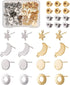Pandahall 16 Pairs Stainless Steel Earring Making Kit with Ear Nuts 4 Shape Moon Ring Star Flat Round Stud Earring Findings with Hole for Jewelry ...
