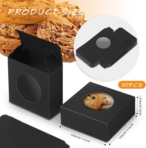 Chinco 30 Pcs Kraft Paper Box with Clear Window Homemade Soap Boxes Presents Packaging Boxes for Bakery Cookies Packaging Candy Wedding Birthday P...