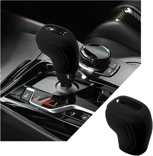 Car Gear Shift Knob Cover, Elastic Anti-Slip Automatic Knob Gear Stick Protector, Comfortable Silicone Shift Knob Cover for Men Women, Interior De...