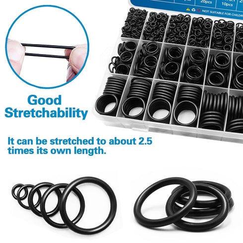 24 Size Rubber O Ring Set,1120 Pcs Black Small O Rings Assortment Kits,Assorted Metric Sealing Washer for Auto Plumbing Faucet Water Air or Gas Re...