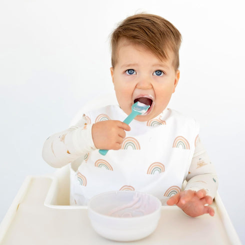 Ryan & Rose Ultimate Utensil Set of 3 Silicone Baby Spoons Silicone baby feeding set for baby led weaning, baby spoons self feeding 6 months, baby...