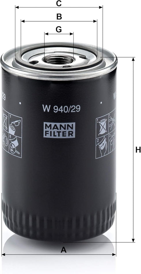 Mann Filter Spin-on Oil Filter - W940/29...