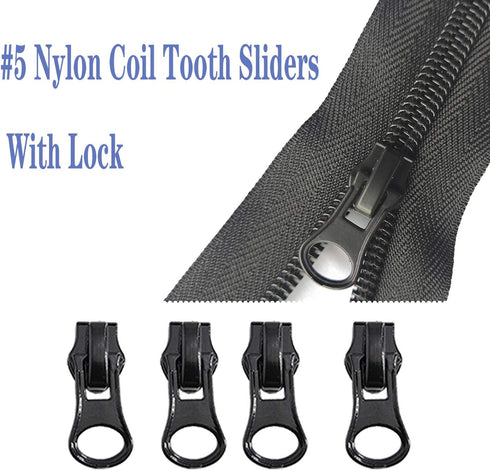Meikeer 12-Piece #5 Universal Zipper Slider Replacement Kit - Includes Sliders for Easy Repair of Metal, Plastic, and Nylon Coil Luggage, Bags, an...