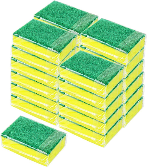 24 Pack Sponge Individually Wrapped, Bulk Kitchen Dishwashing Sponge, Non Scratch Scouring Pad, Odor-Free Scrubbers for Cleaning Sponge Wipes for ...