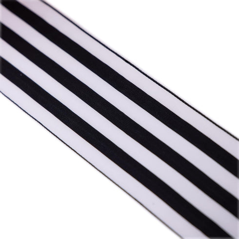 2.5inch Wide 10 Yards wired gift wrapping ribbon black White stripe wired ribbon for gift wrapping crafts DIY Christmas Tree Decor, wreaths, Bows ...