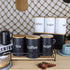 SOTECH Metal Food Storage Jar Farmhouse Coffee Canisters with Bamboo Lids,Black Kitchen Canisters Set of 3 Decorative Canisters for Kitchen Counte...