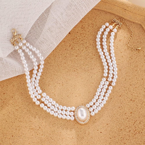 Vintage Dainty Gold Sexy Rhinestones Pearls Chunky Short 1920s Choker Necklace Chain Multilayer Choker Pendant Necklaces Prom Party Bar for Women ...