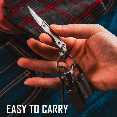 KeyUnity KK06 Mini EDC Pocket Knife, Small Titanium Folding Knife with Built-in Keychain Hole for Everyday Carry...