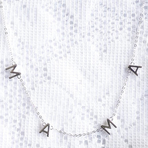 Mama Necklace, 925 Sterling Silver Dainty Link Chain with the Message Mama....