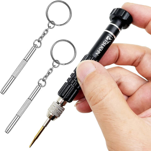 PTSLKHN Eyeglass Screwdriver, 5-in-1 Multifunctional Small Screwdriver, S2 Steel Glasses Screwdriver Kits for Eyeglass, Sunglasses, Electronics, C...