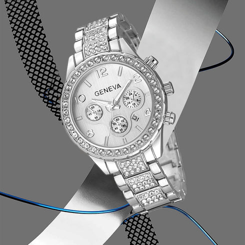 Unisex Diamond Watches Luxury Men and Women Calendar Quartz Clock Rose Gold Silver Stainless Steel Watch...