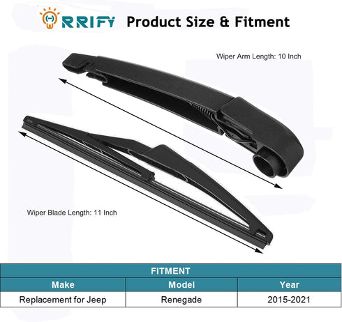 Rear Windshield Wiper Arm Blade 68256590AA for Jeep Renegade 2015-2020 Back Windshield Wiper Assembly...