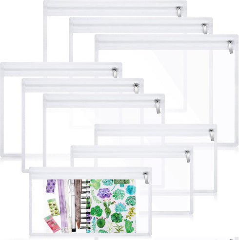 CHENGU 9 Pack Clear Zipper Pouches Multipurpose PVC Waterproof Pouch Clear Travel Bags for Cosmetic Wallet Pencil Organize(White Side)...