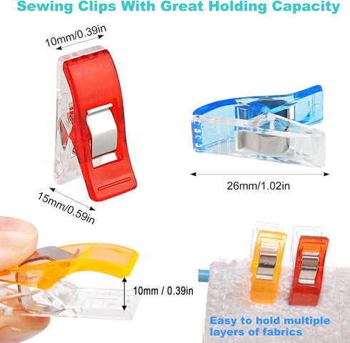 Sewing Clips for Fabric, Pack of 40, Wonder Mini Clamps, Quilting Clips, Multi-Color Crafting Tools for Fabric Sewing Binding Crafting....