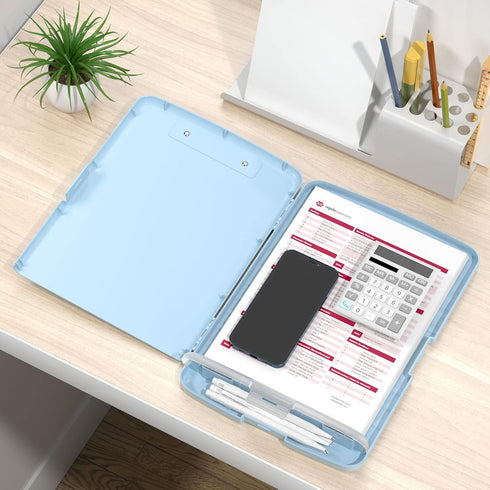 Rimilak Plastic Clipboard with Storage, High Capacity Nursing Clipboards with Pen Holder, Slim Clipboard Storage Box with Heavy Duty Clips, Clipbo...